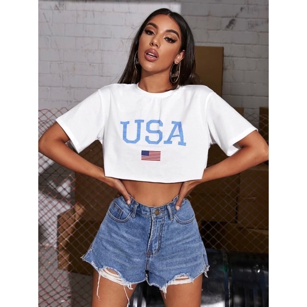 Graphic USA Cropped Tee